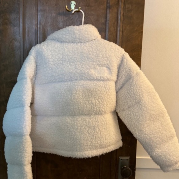 North Face White Nuptse Down Teddy Puffer Jacket - Picture 8 of 9